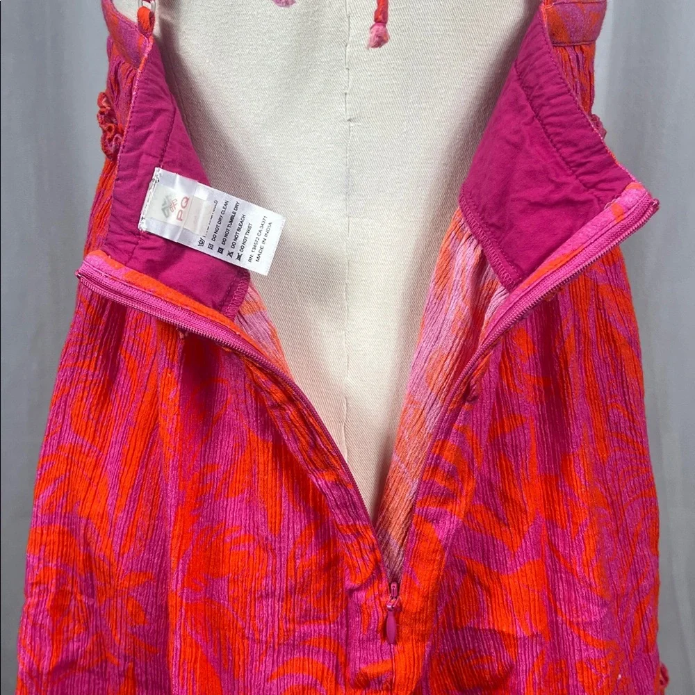 PQ Swim Daphne Palm-Print Mini‎ Dress/Cover-Up in Pink/Orange.